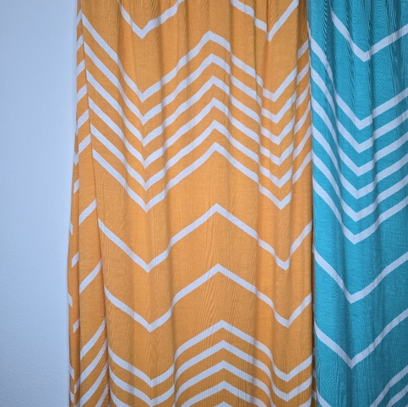 Design History strapless Maxi dress Seagreen& White Chevron NWT and orange GUC M - Picture 4 of 7